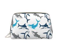 Organiseur de maquillage imprimé requins, trousse de beauté antichoc avec large ouverture à fermeture éclair pour le voyage, doré, One Size