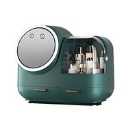 Organiseur de maquillage - Mallette de rangement pour cosmétiques - Avec lumière LED - Miroir - Chargement USB - Pour salon, salle de bain, chambre à coucher en plein air, vert
