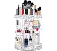 organiseur de maquillage pivotant à 360° Organiseur cosmétique de grande capacité pour la salle de bain support pivotant Rack acrylique clair, motif en losange