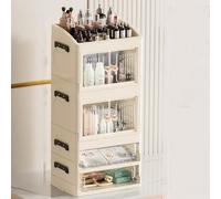 Organiseur de maquillage pliable avec 3 tiroirs empilables en plastique pour coiffeuse et commode, idéal pour les produits de beauté, le parfum et l'organisation de la salle de bain