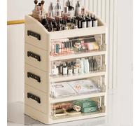 Organiseur de maquillage pliable avec 3 tiroirs empilables en plastique pour coiffeuse et commode, parfait pour les produits de beauté, le parfum et l'organisation de la salle de bain