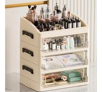 Organiseur de maquillage pliable avec 3 tiroirs empilables pour coiffeuse et commode, parfait pour les produits de beauté, le parfum et l'organisation de la salle de bain
