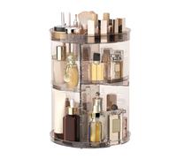 Organiseur de maquillage rotatif à 360° avec fentes pour rouge à lèvres, 8 organiseurs de soins de la peau réglables en hauteur, carrousel de rangement pour pinceaux et parfums, vitrine de maquillage