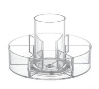 Organiseur de maquillage rotatif à 360 degrés, boîte de rangement en acrylique transparent avec plusieurs compartiments pour coiffeuse de bureau, présentoir transparent 20 x 20 x 13 cm