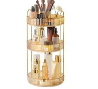 Organiseur de maquillage - Rotation à 360 degrés réglable | Organiseur de maquillage avec 3 couches de capacité | Support rotatif pour cosmétiques, pinceaux de maquillage, rouges à lèvres et