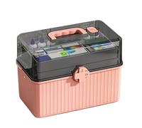 Organiseur de médicaments à 3 niveaux, boîte de rangement transparente à 3 couches avec poignée, armoire à pharmacie portable avec poignée, récipient de grande capacité pour usage domestique, camping,