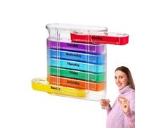 Organiseur de médicaments avec 28 compartiments pour 7 jours, stockage portable pour comprimés de 13 cm | Étui pour planificateur de pilules avec mécanisme de bloc