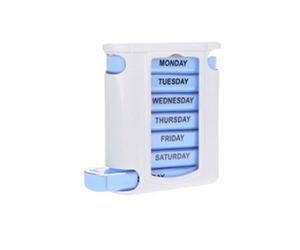 Organiseur de médicaments avec 28 compartiments pour 7 jours, stockage portable pour comprimés de 13 cm | Étui pour planificateur de pilules avec mécanisme de bloc