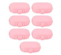 Organiseur de médicaments portable et détachable, mini boîte à pilules de voyage à 4 compartiments pour camping en plein air, vacances, matériau PP 9,5 x 6,5 x 3,5 cm, 7 pièces (Rose)