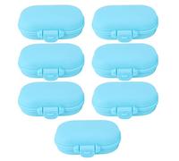 Organiseur de médicaments portable et détachable, mini boîte à pilules de voyage à 4 compartiments pour camping en plein air, vacances, matériau PP 9,5 x 6,5 x 3,5 cm, 7 pièces (Bleue)