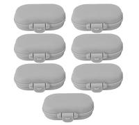 Organiseur de médicaments portable et détachable, mini boîte à pilules de voyage à 4 compartiments pour camping en plein air, vacances, matériau PP 9,5 x 6,5 x 3,5 cm, 7 pièces (Grise)