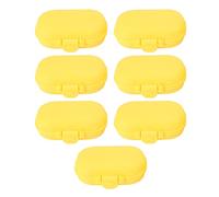 Organiseur de médicaments portable et détachable, mini boîte à pilules de voyage à 4 compartiments pour camping en plein air, vacances, matériau PP 9,5 x 6,5 x 3,5 cm, 7 pièces (Jaune)