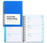 Organiseur de mots de passe à spirale A6 - Onglets alphabétiques Internet Journal de bord avec pages résistantes à la déchirure pour la sécurité de la maison/du bureau (bleu foncé)