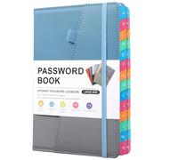 Organiseur de mots de passe A5 avec onglets alphabétiques pour le stockage des informations de connexion, journal rechargeable bleu et gris, sécurisé et bien ordonné