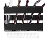 Organiseur de paille pour armoire | 5 grilles de rangement adhésives pour pailles, récipient peu encombrant avec 9 rubans adhésifs double face pour café, maison, couverts, pinceaux de maquillage, bar