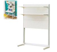 Organiseur de panneau perforé avec étagères réglables - Grand présentoir en métal pour bureau et organisation murale