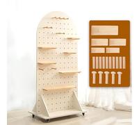 Organiseur de panneau perforé en bois avec roulettes - Support d'affichage mobile, grand kit pour un rangement et une organisation faciles, 60 x 120 cm
