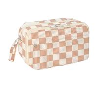 Organiseur de papeterie en coton avec compartiments à fermeture éclair - Sac de rangement pour étudiant - Pour salle de dolescent, bureau - Crayons de couleur, vichy, tendance