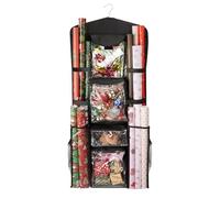 Organiseur de papier cadeau, support de rangement double face, support d'emballage, long rouleau de bricolage, organisateur de sac d'emballage pour chambre et porte de placard