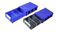 Organiseur de petites pièces avec tiroirs en plastique transparent, récipient de rangement empilable et système de rangement de composants pour vis, boulons, organisation d'atelier et (2 pièces, bleu)