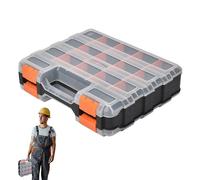 Organiseur de petites pièces, organiseur à vis, 32,6 x 27,6 x 8,9 cm, boîte double face à 34 compartiments, étui de rangement portable pour fixations, boulons, écrous, perles, artisanat, outils et
