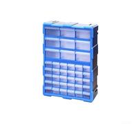 Organiseur de pièces en plastique avec 18 ou 39 tiroirs, boîte de rangement en ABS transparent pour vis, écrous, boulons, armoire à outils empilable avec séparateurs réglables et étiquette (bleu, 39