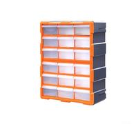 Organiseur de pièces en plastique avec 18 ou 39 tiroirs pour le rangement du matériel avec séparateurs réglables et design transparent en orange, bleu, noir ou vert (orange, 18 tiroirs)