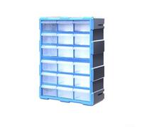 Organiseur de pièces en plastique avec 18 ou 39 tiroirs pour le rangement du matériel avec séparateurs réglables et design transparent en orange, bleu, noir ou vert (bleu 18 tiroirs)