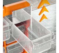 Organiseur de pièces en plastique avec 18 ou 39 tiroirs, unité de tiroir empilable pour rangement de composants transparents, boîte à outils en ABS transparent avec séparateurs réglables et zone