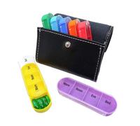 Organiseur de pilules de 7 jours - Grand étui de pilule de voyage de 28 compartiments avec sac en PU | Organisateur de vitamines hebdomadaire portable pour pilules, bijoux, perles et plus | Ca