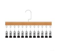 Organiseur de placard compact à suspendre avec 12 clips respectueux du tissu et crochet rotatif pour une rotation complète (bois naturel)