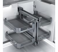 Organiseur de placard coulissant - Rangement de cuisine extensible avec 4 paniers pour étagère d'angle aveugle, organiseur de garde-manger coulissant