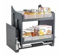Organiseur de placard extensible à 2 niveaux pour armoires supérieures de cuisine, grand espace de rangement, étagère à épices extensible pour cuisine et café (L 56 cm)