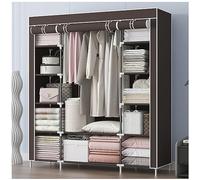 Organiseur de placard portable avec housse en tissu non tissé, comprend une tringle de suspension et plusieurs étagères de rangement pour un assemblage facile et une utilisation stable dans la chambre