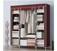 Organiseur de placard portable avec housse en tissu non tissé, comprend une tringle de suspension et plusieurs étagères de rangement pour un assemblage facile et une utilisation stable dans la chambre