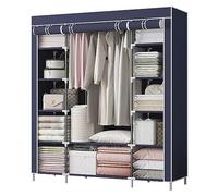 Organiseur de placard portable avec housse en tissu non tissé, comprend une tringle de suspension et plusieurs étagères de rangement pour un assemblage facile et une utilisation stable dans la chambre