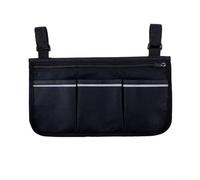 Organiseur de poche latérale essentiel pour aide à la mobilité en tissu Oxford 600D imperméable et caractéristiques réfléchissantes (noir)