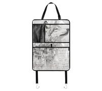 Organiseur de poche pour siège de voiture - Organiseur de siège arrière pour enfants - Pour tablette et enfant - Avec poche - Articles de voyage de voiture - Style surréaliste - Musique de loup