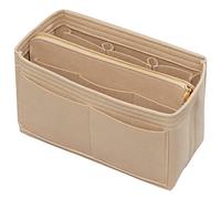 Organiseur de portefeuille avec fermeture éclair - Sac en feutre - Sac à main - Pochette en porte-clés pour sac de transport - Convient pour LV Speedy Neverfull Longchamp Rose XL (XL, beige)
