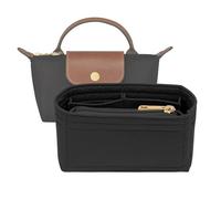 Organiseur de portefeuille en feutre pour Longchamp Mini Bag - Insert blanc de fermeture éclair (fermeture éclair noire, mini)