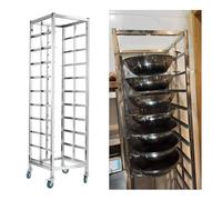 Organiseur de pots et couvercles pour armoire, support de rangement mobile de cuisine avec roues de frein, chariot de buffet robuste avec étagère