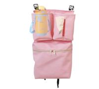Organiseur de poussette double, organiseur de poussette en tissu Oxford imperméable, accessoires de poussette de voyage, caddies multifonctionnels avec porte-gobelet pour voyage, rose, Refer to