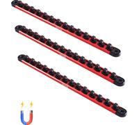 Organiseur de prises VEVOR, jeu de 3, barres de support métriques et SAE en aluminium, 1/4, 3/8 et 1/2 pouce, organisateur de prises avec clip pour boîte à outils pivotant à 360
