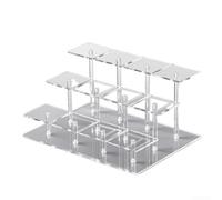 Organiseur de produits cosmétiques en acrylique transparent avec marches pour bijoux et objets de collection, étagère de rangement légère pour l'organisation du comptoir de coiffeuse (23,5 x 23,5 x 15