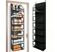 Organiseur de rangement à 7 couches au-dessus de la porte, grande capacité pour porte avec couvercle en TPU résistant à la poussière, étagère de rangement à suspendre derrière la porte pour salle de