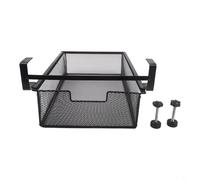 Organiseur de rangement à suspendre sous armoire avec rails latéraux hauts pour ustensiles de cuisine, étagère à tiroir en fer, blanc (noir)