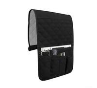 Organiseur de rangement antidérapant pour accoudoir de canapé avec cinq poches pour contenir télécommandes, livres, lunettes et essentiels (noir)