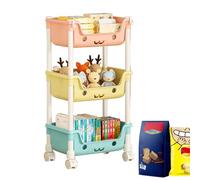 Organiseur de rangement de pour enfants, bibliothèque mobile avec roulettes, chariot utilitaire à roulettes, grande capacité de rangement, étagère d'activités avec roulettes pour