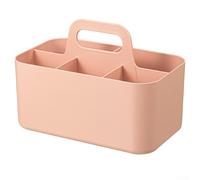 Organiseur de rangement empilable en plastique avec plusieurs compartiments et poignée, bac portable pour organiser les fournitures d'art, les cosmétiques, les essentiels de bureau à la maison (rose)