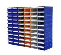 Organiseur de rangement empilable en plastique avec tiroirs transparents, boîte à composants de petites pièces pour vis, boulons et écrous, récipient de rangement compact pour vis pour travaux (bleu)